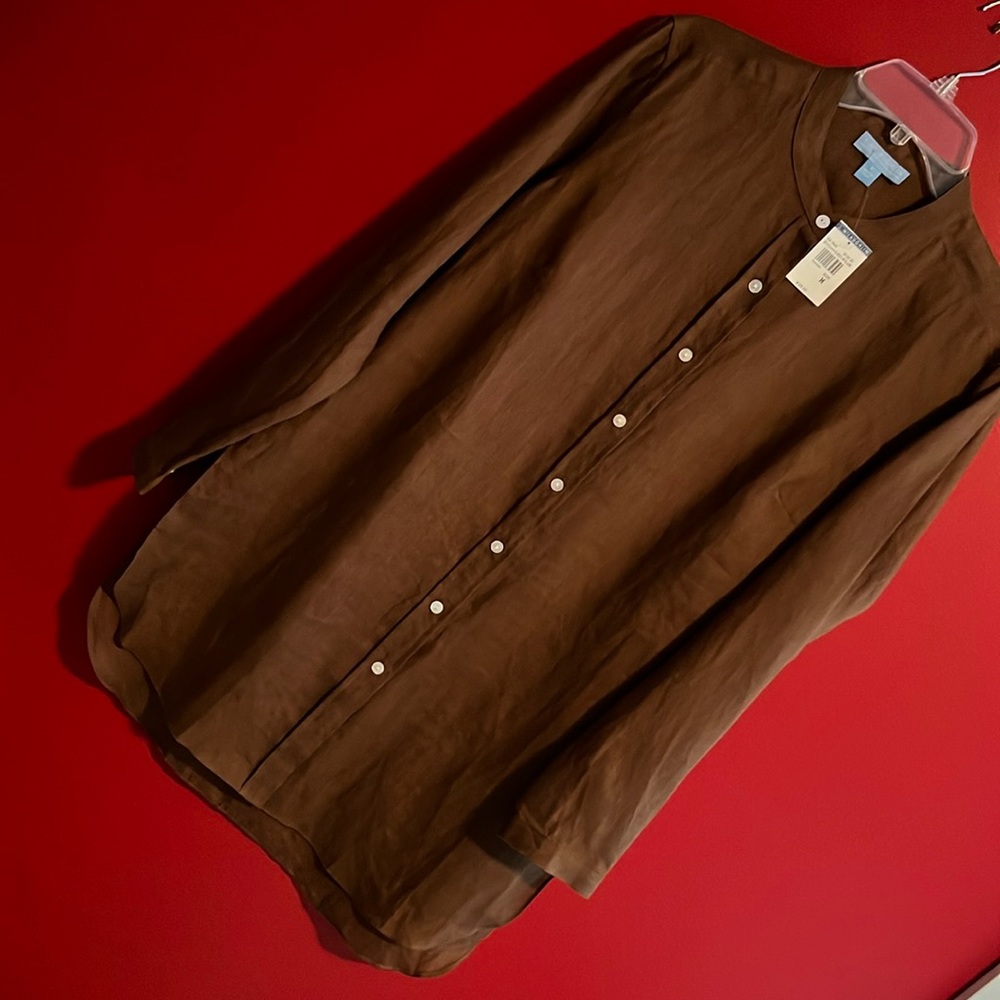 NWT J.McLaughlin Brown Linen Long Tunic Sz M